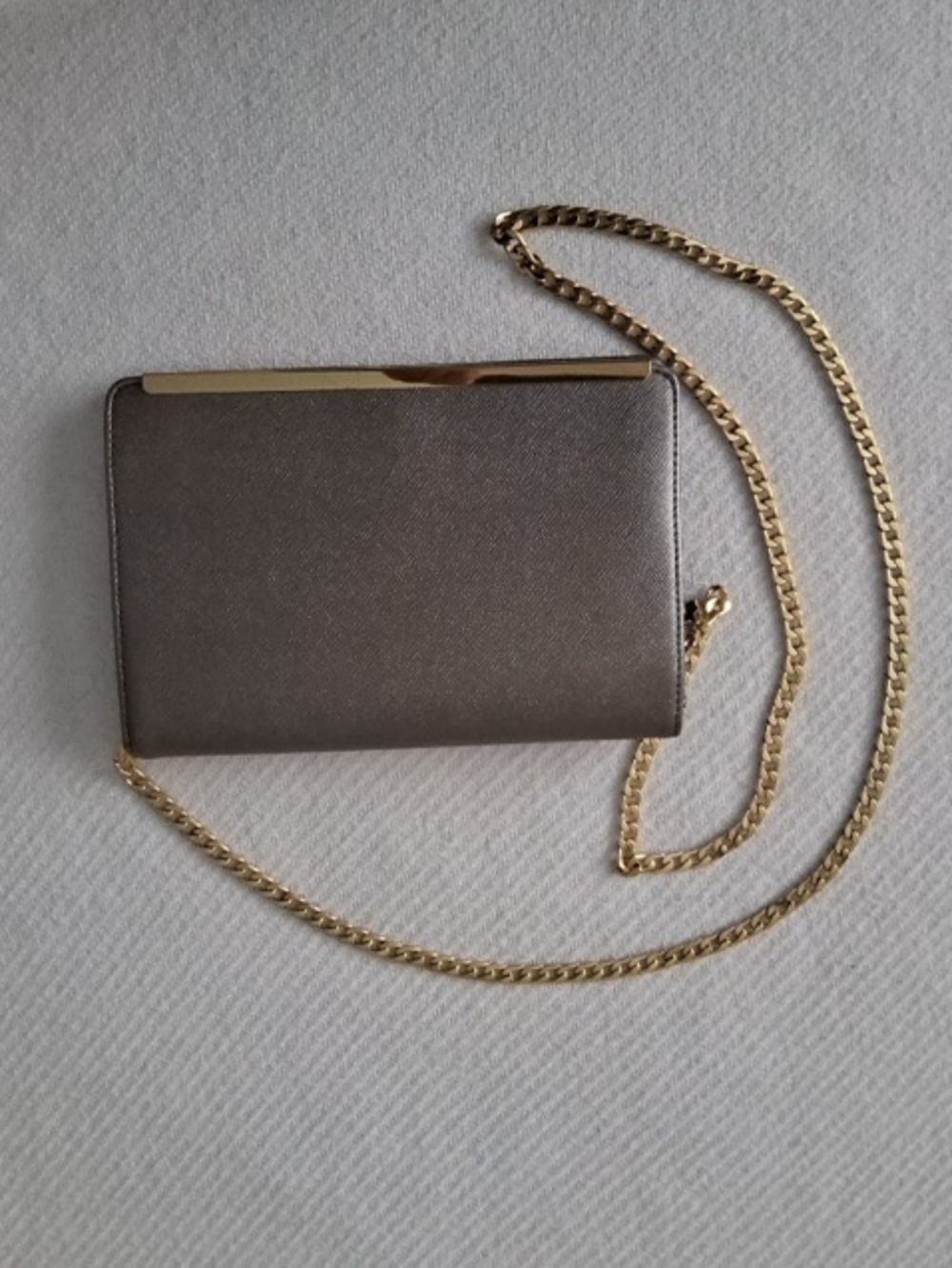 Mossimo Supply Co. Metallic Gray Clutch with Gold Chain